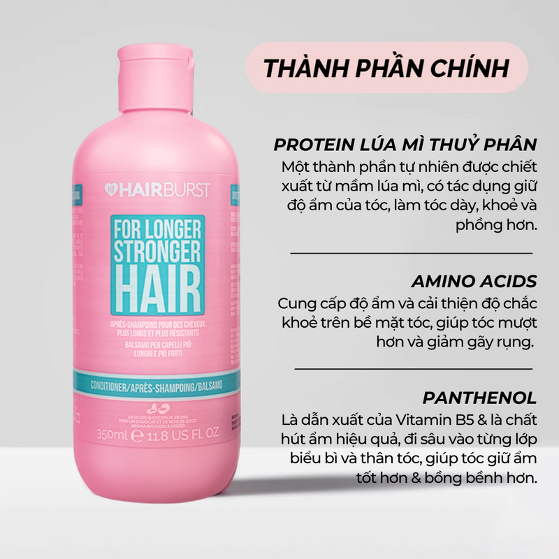 Dầu Xả giúp tóc mọc dài nhanh và chắc khỏe Hairburst For Longer Stronger Hair 350ml