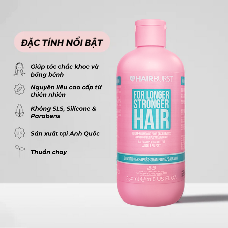 Dầu Xả giúp tóc mọc dài nhanh và chắc khỏe Hairburst For Longer Stronger Hair 350ml